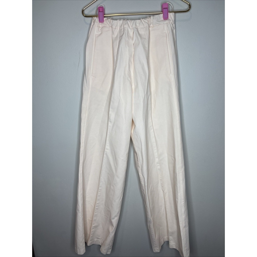 Forte Forte Baby Pink Elastic Waist Cotton‎ Wide Leg Pants Small 1